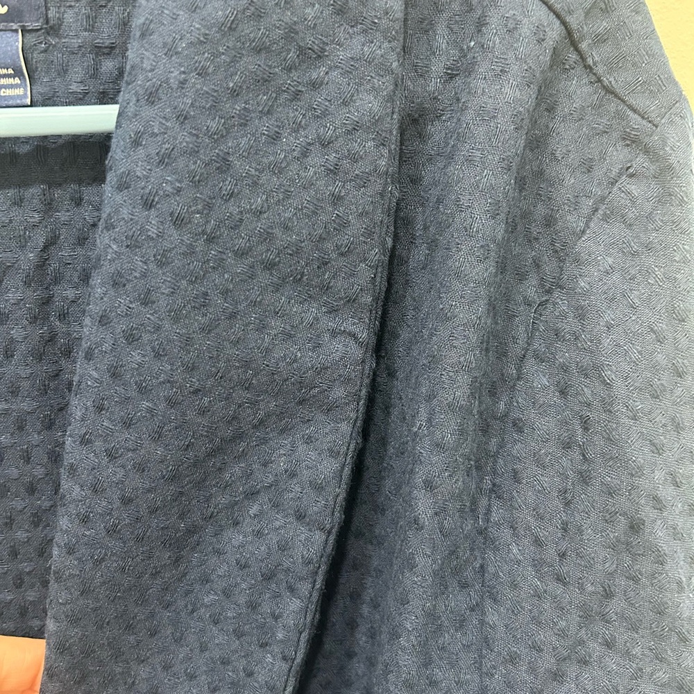 Land’s End Robe Women's XL Navy Waffle Resort Mid-Length Tie Front - Picture 5 of 8